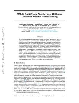 MM-Fi: Multi-Modal Non-Intrusive 4D Human Dataset for Versatile Wireless
  Sensing