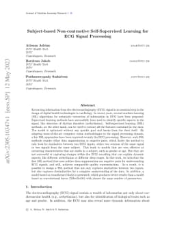 Subject-based Non-contrastive Self-Supervised Learning for ECG Signal
  Processing