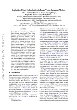Evaluating Object Hallucination in Large Vision-Language Models