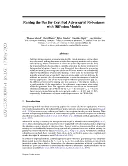 Raising the Bar for Certified Adversarial Robustness with Diffusion
  Models