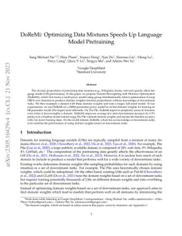 DoReMi: Optimizing Data Mixtures Speeds Up Language Model Pretraining