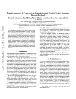 Toxicity Inspector: A Framework to Evaluate Ground Truth in Toxicity
  Detection Through Feedback