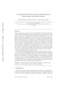 An Allocation Model for Attributing Emissions in Multi-tenant Cloud Data
  Centers
