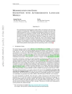 Memorization for Good: Encryption with Autoregressive Language Models