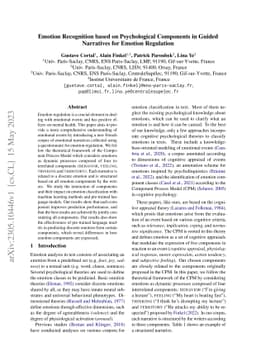 Emotion Recognition based on Psychological Components in Guided
  Narratives for Emotion Regulation
