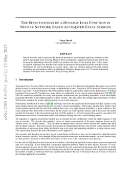 The Effectiveness of a Dynamic Loss Function in Neural Network Based
  Automated Essay Scoring