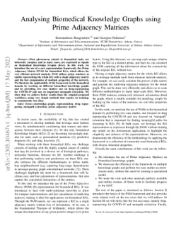 Analysing Biomedical Knowledge Graphs using Prime Adjacency Matrices