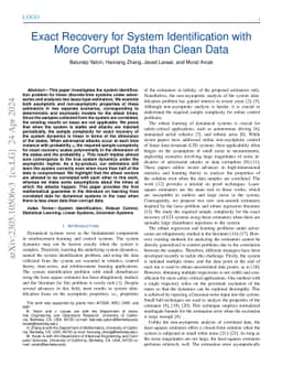 Exact Recovery for System Identification with More Corrupt Data than
  Clean Data