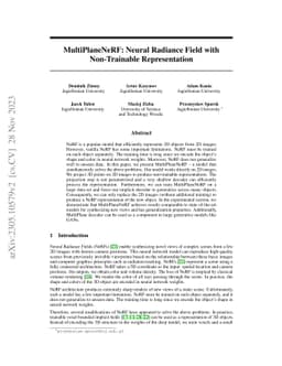 MultiPlaneNeRF: Neural Radiance Field with Non-Trainable Representation