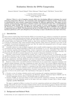 Evaluation Metrics for DNNs Compression