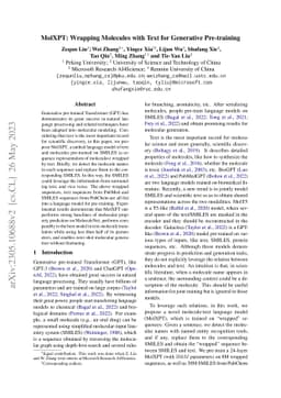 MolXPT: Wrapping Molecules with Text for Generative Pre-training