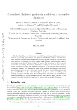 Generalised likelihood profiles for models with intractable likelihoods