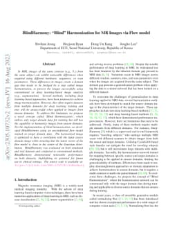 BlindHarmony: "Blind" Harmonization for MR Images via Flow model