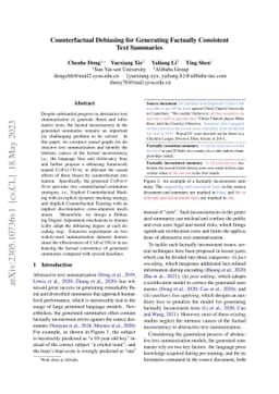 Counterfactual Debiasing for Generating Factually Consistent Text
  Summaries