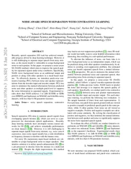 Noise-Aware Speech Separation with Contrastive Learning