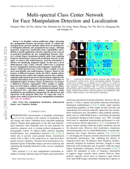 Multi-spectral Class Center Network for Face Manipulation Detection and
  Localization