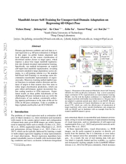 Manifold-Aware Self-Training for Unsupervised Domain Adaptation on
  Regressing 6D Object Pose
