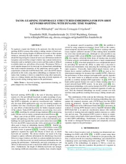 TACos: Learning Temporally Structured Embeddings for Few-Shot Keyword
  Spotting with Dynamic Time Warping