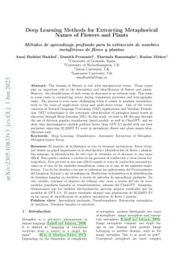 Deep Learning Methods for Extracting Metaphorical Names of Flowers and
  Plants