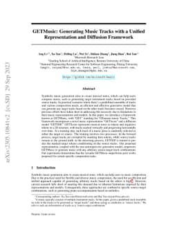 GETMusic: Generating Any Music Tracks with a Unified Representation and
  Diffusion Framework