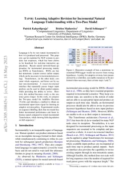 TAPIR: Learning Adaptive Revision for Incremental Natural Language
  Understanding with a Two-Pass Model