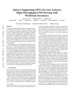 Quiver: Supporting GPUs for Low-Latency, High-Throughput GNN Serving
  with Workload Awareness