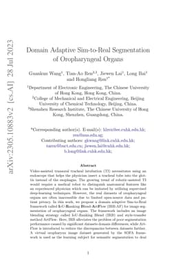 Domain Adaptive Sim-to-Real Segmentation of Oropharyngeal Organs
