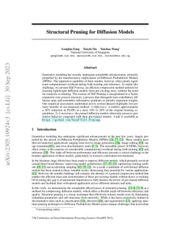 Structural Pruning for Diffusion Models