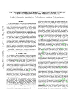 Lyapunov-Driven Deep Reinforcement Learning for Edge Inference Empowered
  by Reconfigurable Intelligent Surfaces