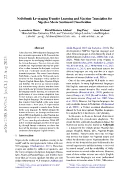 NollySenti: Leveraging Transfer Learning and Machine Translation for
  Nigerian Movie Sentiment Classification