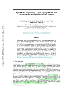 SpeechGPT: Empowering Large Language Models with Intrinsic Cross-Modal
  Conversational Abilities