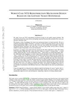 Worst-Case VCG Redistribution Mechanism Design Based on the Lottery
  Ticket Hypothesis