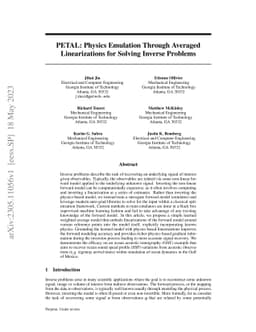 PETAL: Physics Emulation Through Averaged Linearizations for Solving
  Inverse Problems