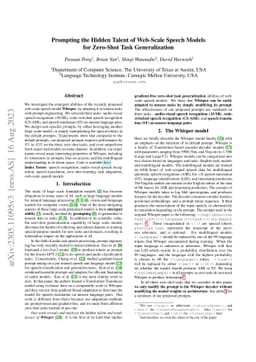 Prompting the Hidden Talent of Web-Scale Speech Models for Zero-Shot
  Task Generalization