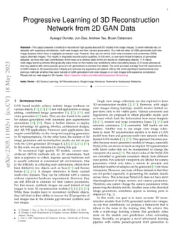 Progressive Learning of 3D Reconstruction Network from 2D GAN Data