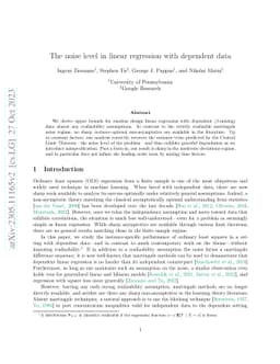The noise level in linear regression with dependent data