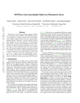 MVPSNet: Fast Generalizable Multi-view Photometric Stereo