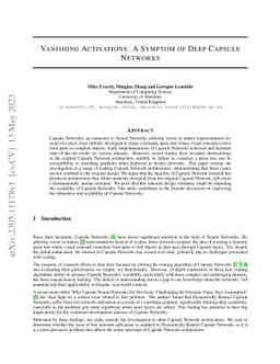 Vanishing Activations: A Symptom of Deep Capsule Networks