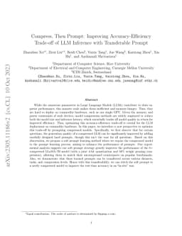 Compress, Then Prompt: Improving Accuracy-Efficiency Trade-off of LLM
  Inference with Transferable Prompt
