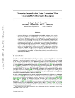 Towards Generalizable Data Protection With Transferable Unlearnable
  Examples