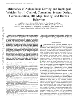 Milestones in Autonomous Driving and Intelligent Vehicles Part I:
  Control, Computing System Design, Communication, HD Map, Testing, and Human
  Behaviors