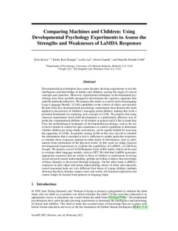 Comparing Machines and Children: Using Developmental Psychology
  Experiments to Assess the Strengths and Weaknesses of LaMDA Responses