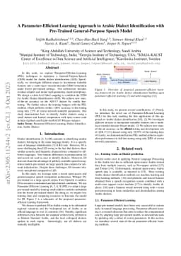 A Parameter-Efficient Learning Approach to Arabic Dialect Identification
  with Pre-Trained General-Purpose Speech Model