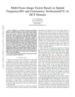 Multi-Focus Image Fusion Based on Spatial Frequency(SF) and Consistency
  Verification(CV) in DCT Domain