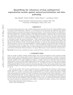 Quantifying the robustness of deep multispectral segmentation models
  against natural perturbations and data poisoning