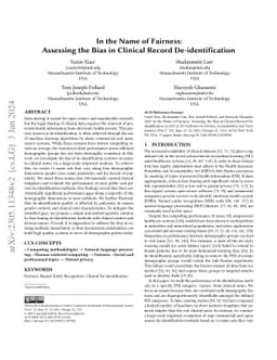 In the Name of Fairness: Assessing the Bias in Clinical Record
  De-identification