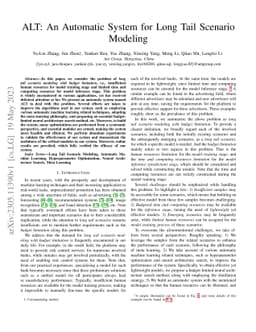 ALT: An Automatic System for Long Tail Scenario Modeling