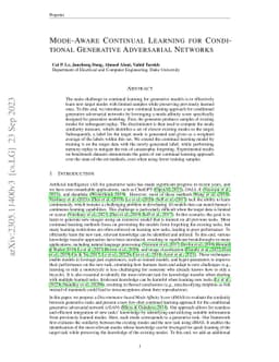 Mode-Aware Continual Learning for Conditional Generative Adversarial
  Networks