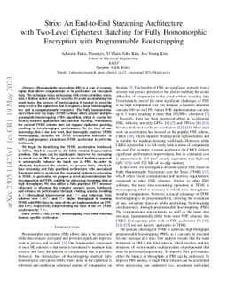 Strix: An End-to-End Streaming Architecture with Two-Level Ciphertext
  Batching for Fully Homomorphic Encryption with Programmable Bootstrapping