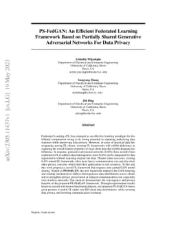 PS-FedGAN: An Efficient Federated Learning Framework Based on Partially
  Shared Generative Adversarial Networks For Data Privacy